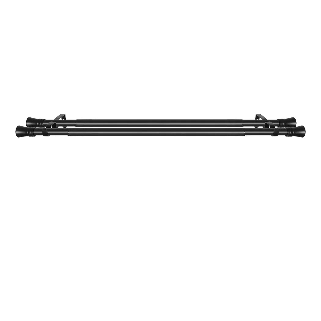 Marlow Black Double Curtain Rod Steel Pole Pommel Set Extendable Adjustable-2018816770139361283