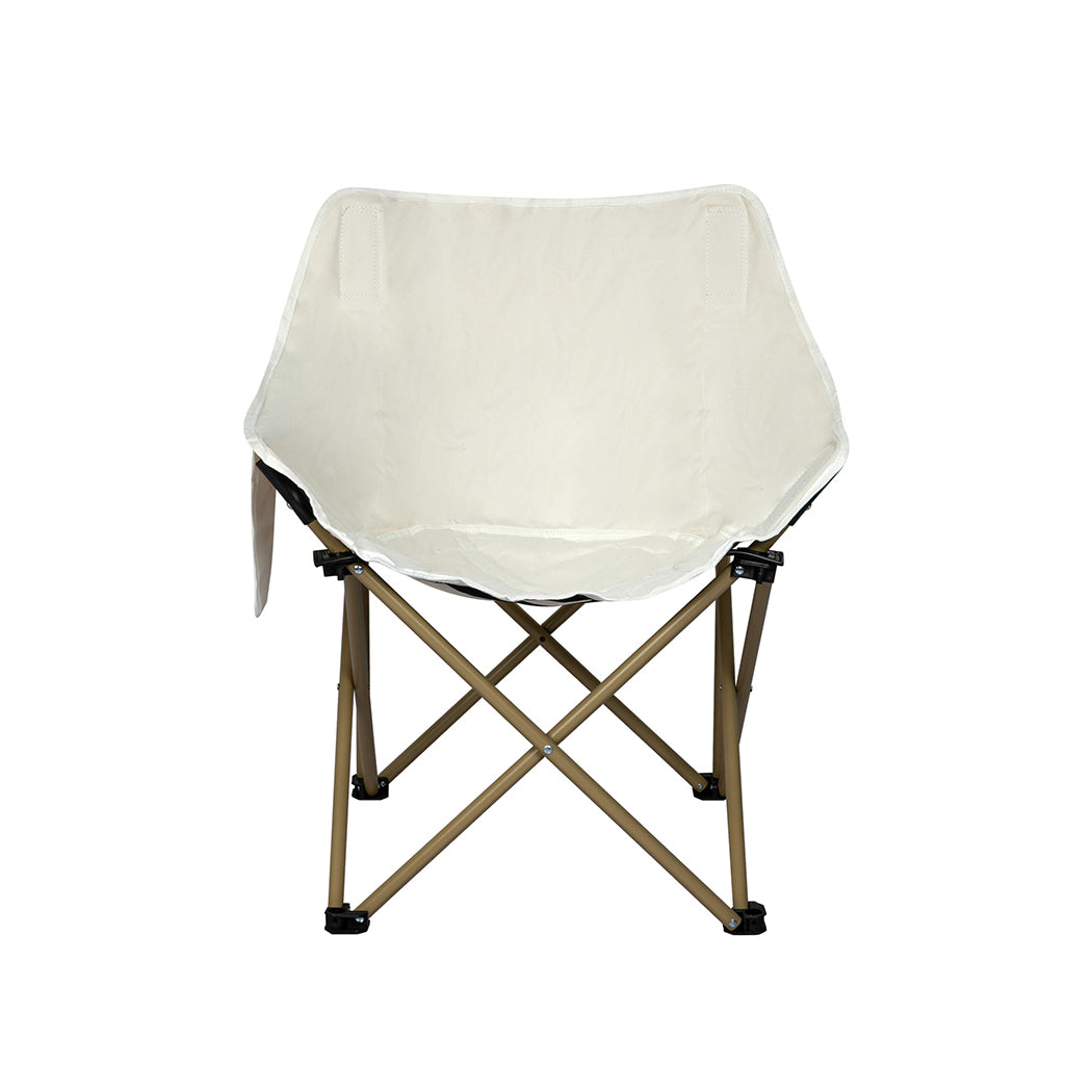 Levede Folding Camping Moon Chair Lightweight Beige-1864184458320678915