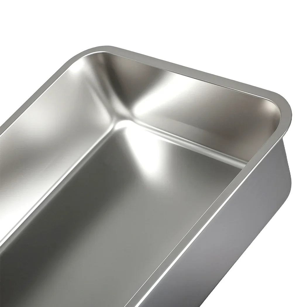 Pawz Stainless Steel Cat Litter Box Big Cats Kitten High Sided Easy Clean White-2050056766686892035