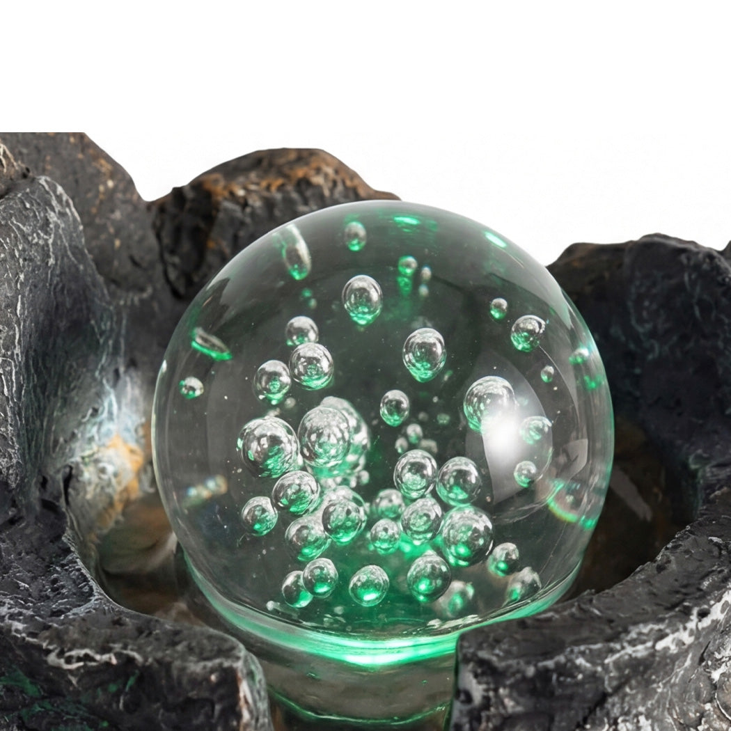 Spector Tabletop Water Fountain Resin LED Light 3 Flow Levels Waterfall Office-2061251862543339523