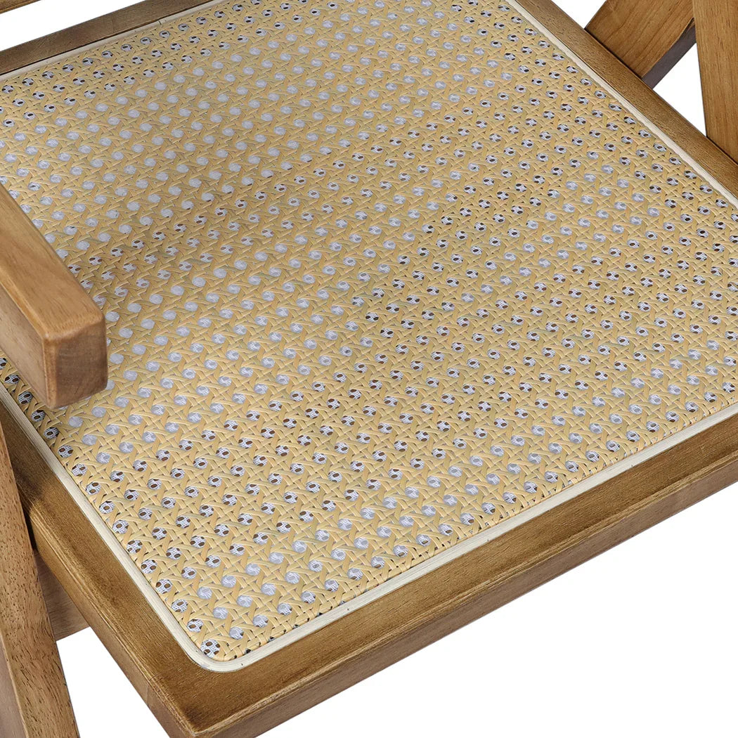 Levede 1x Dining Chair Solid Wood Rattan Natural-2006733274801639427