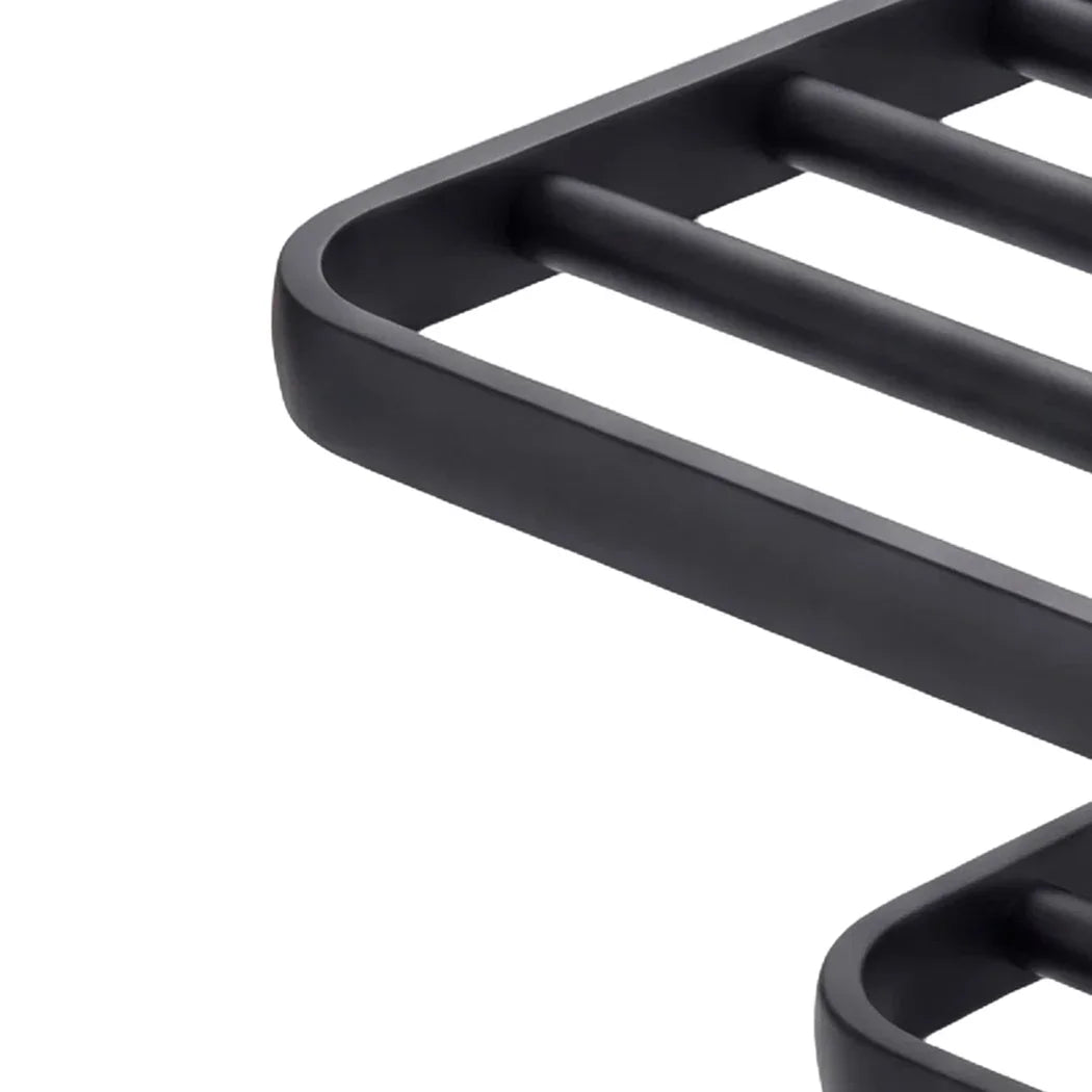Levede Towel Rack Bathroom 2 Bars Rail Holder Wall Mounted Storage Shelf Black-2050059022438109187