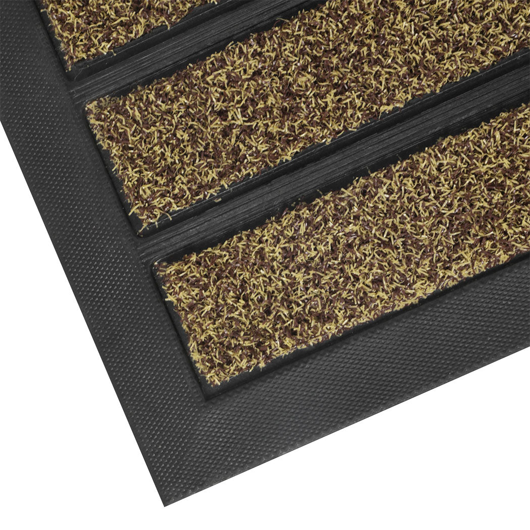 Marlow Front Door Mat 45x75cm Heavy Duty Non Slip Grass Scrape Patio Brown-2109799593204715524