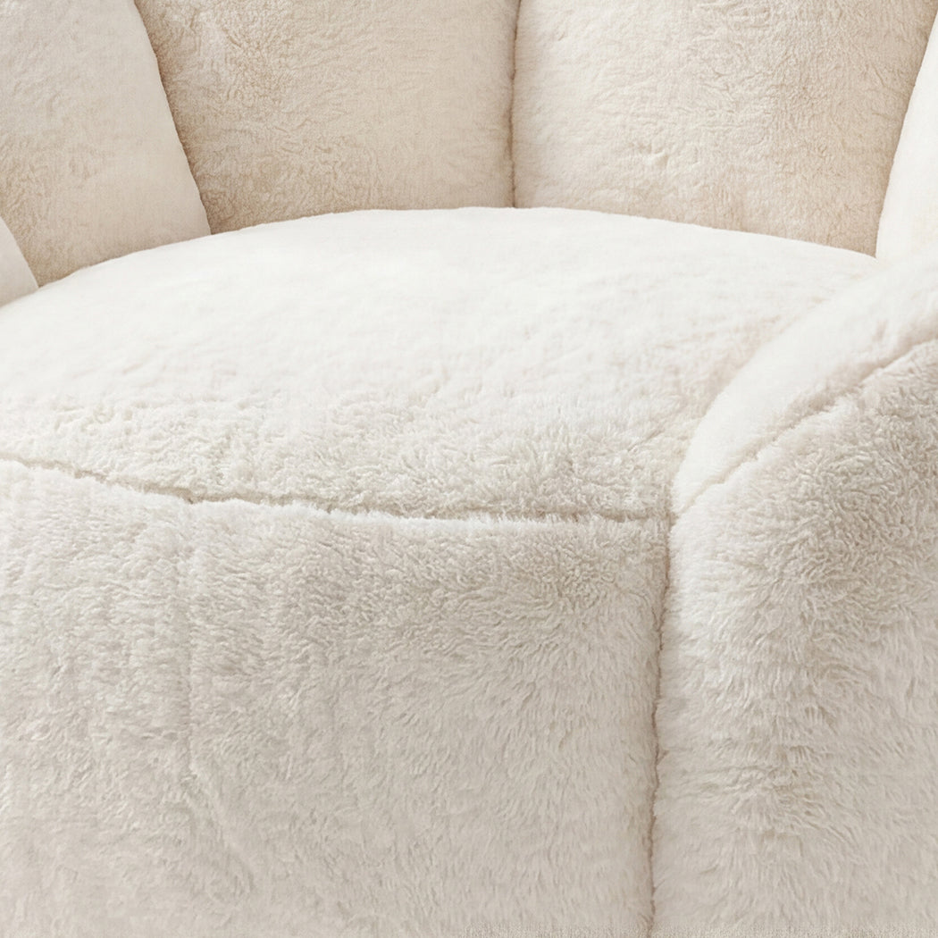 Levede Bean Bag Chair Faux Rabbit Fur Floral Shaped Reading Sofa Chair White-2109799585139068932