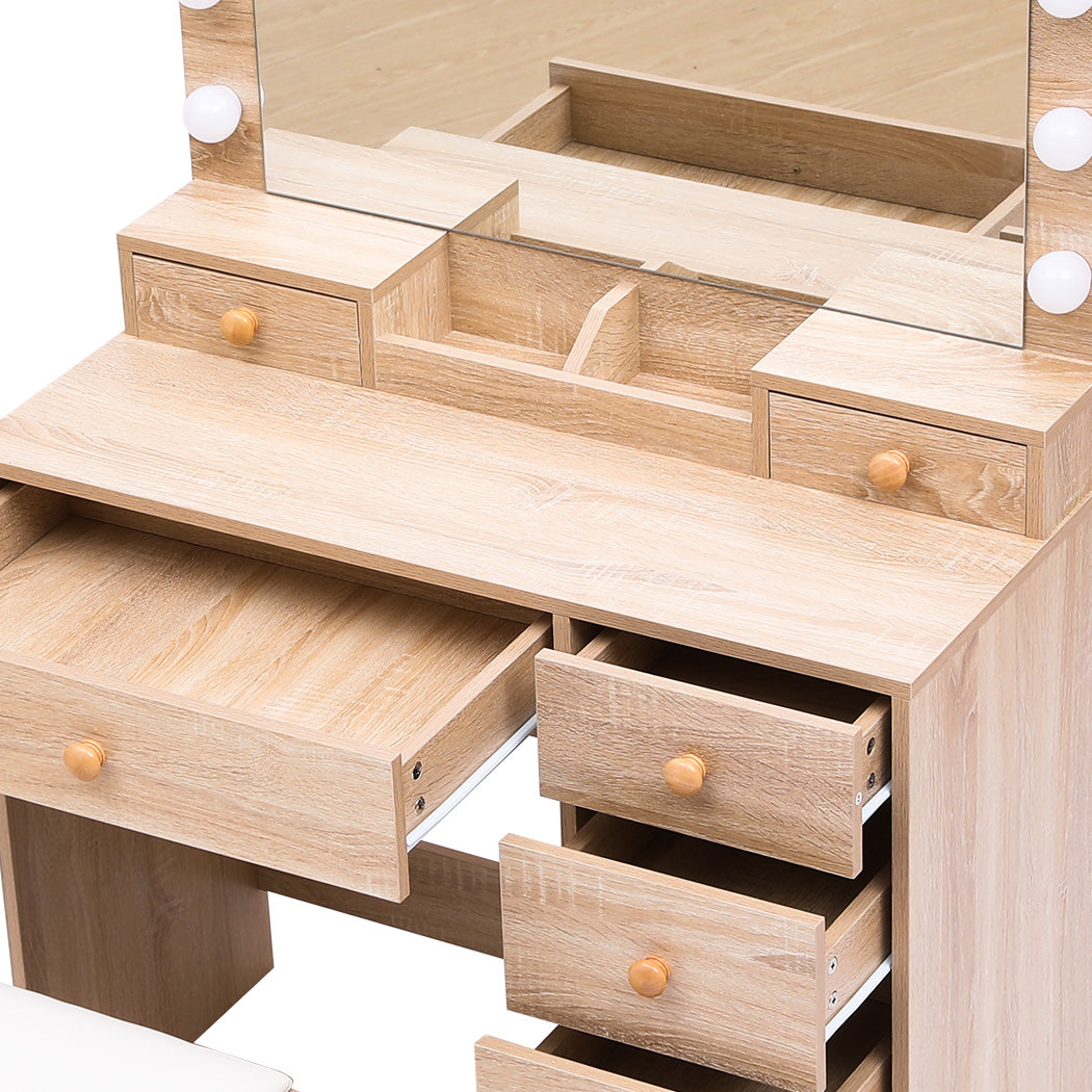 Levede Dressing Table Stool Set Oak-1942353684046417923