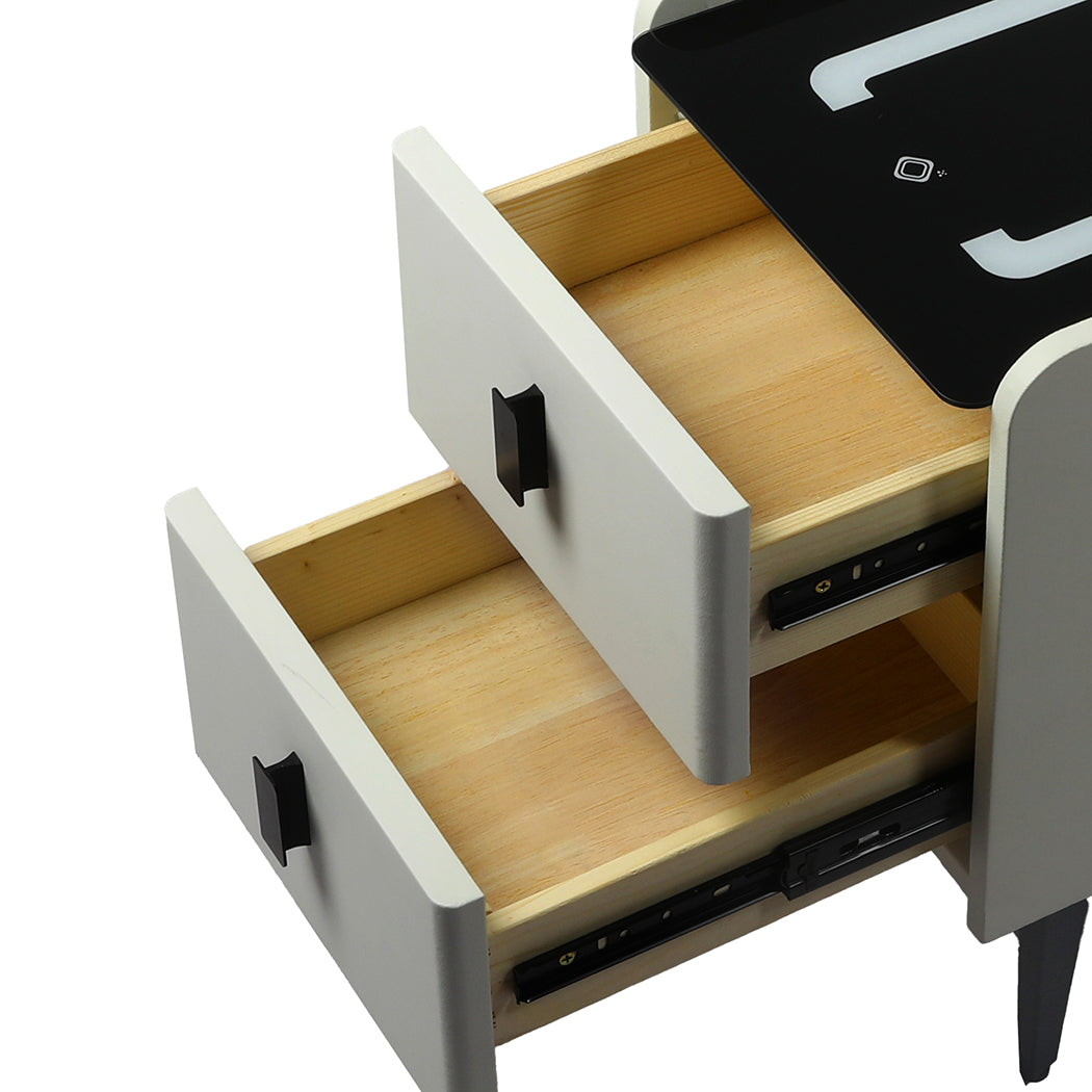 Levede Bedside Table LED Lights Drawers Storage