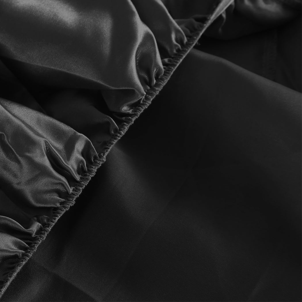 DreamZ Silky Satin Sheets Fitted Flat Queen Black-1864183177682227203