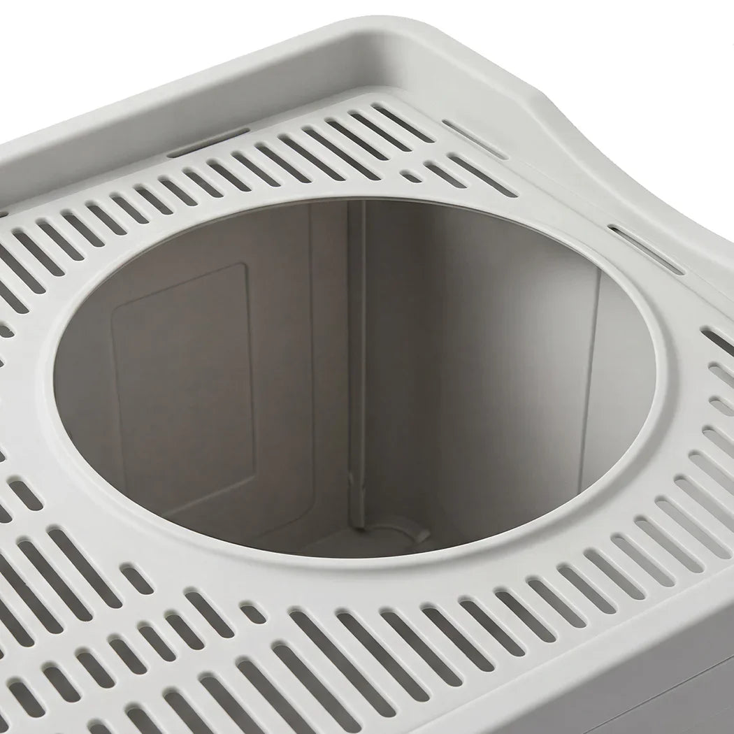 Pawz Large Cat Litter Box Foldable Top Entry Covered Litter Tray Scoop Grey-2050056785414459395