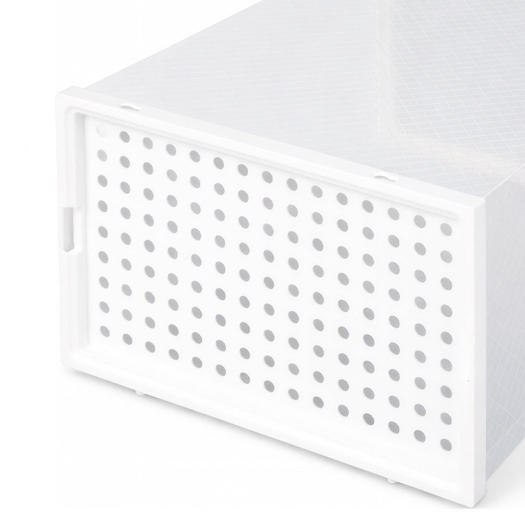 Stacked Shoe Rack Storage Boxes 12 Pcs Stackable Clear Plastic Display Cases-2065254306415775747