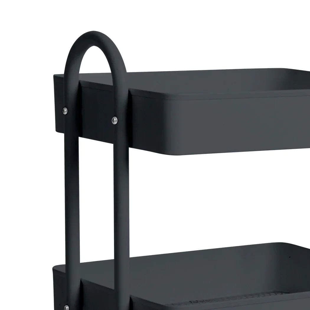 Levede 3 Tiers Kitchen Trolley Cart Grey-2018816738329759747