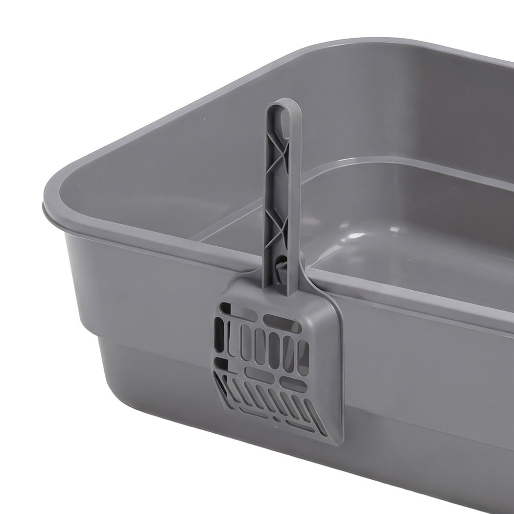 Pawz Large Cat Litter Box High Sided Open Top Cat Litter Tray 60cm Grey-2072893574265049091