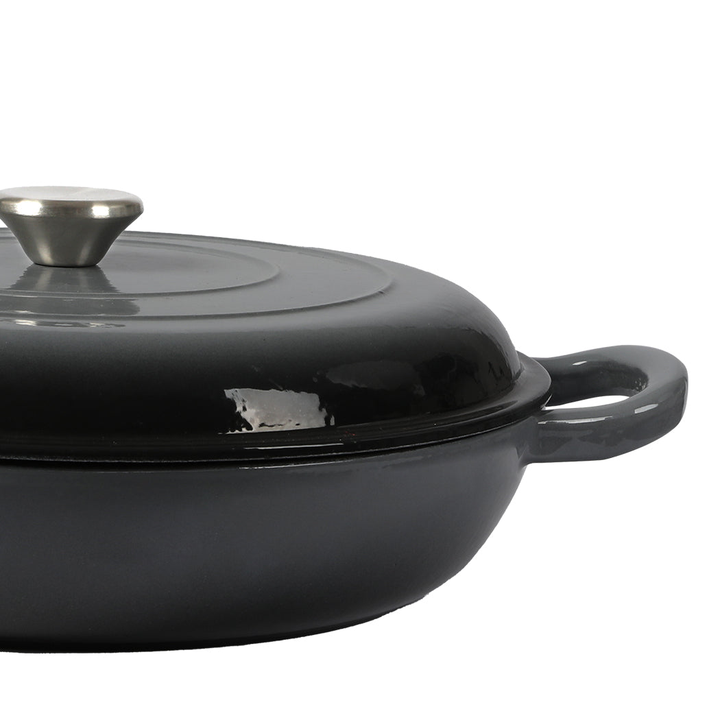 3.5L Enamel Dutch Oven Pan in Black Colour-1864184348593491971