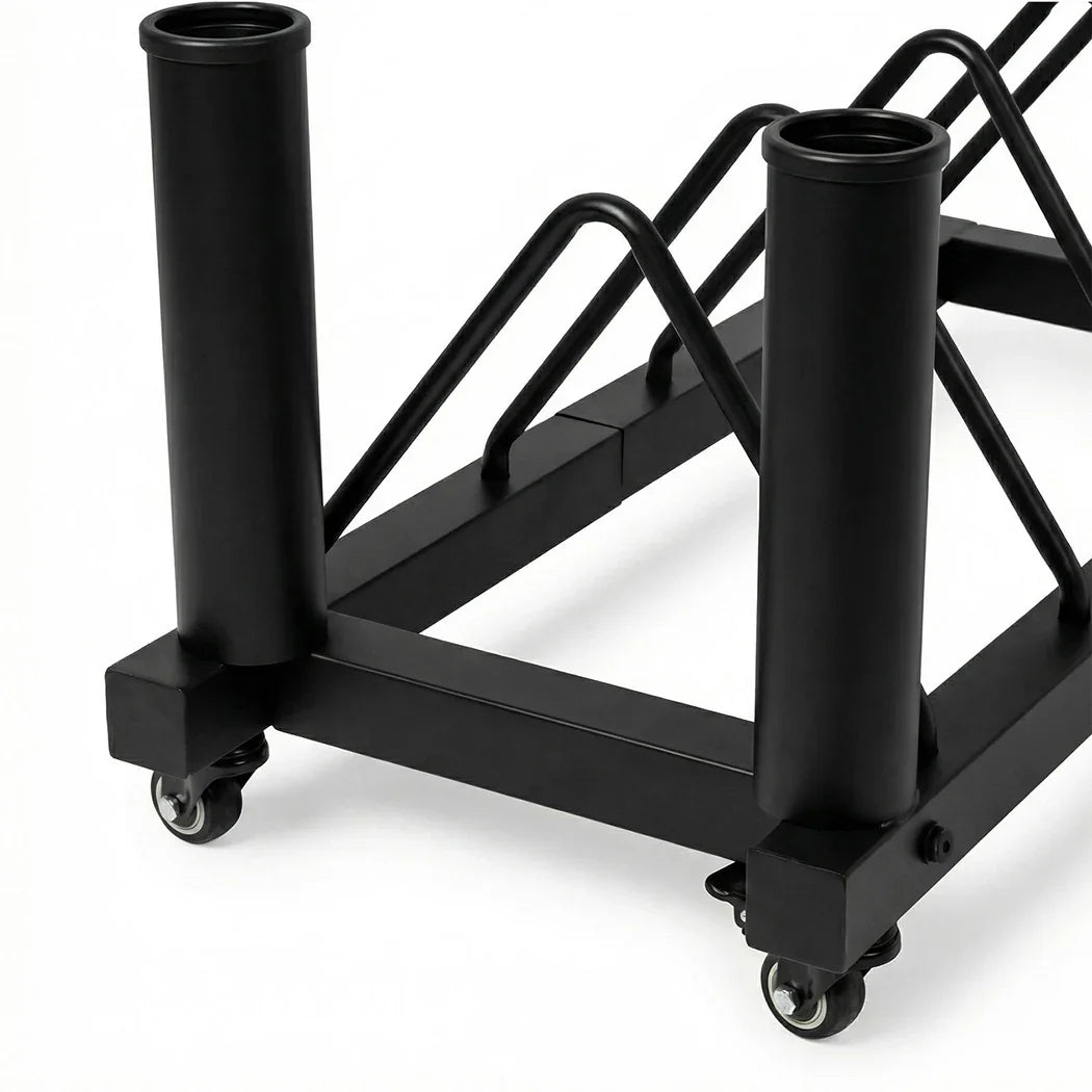 Centra Horizontal Bumper Plate Rack with Wheels Barbell Weight Storage Holder-2050059020890411011