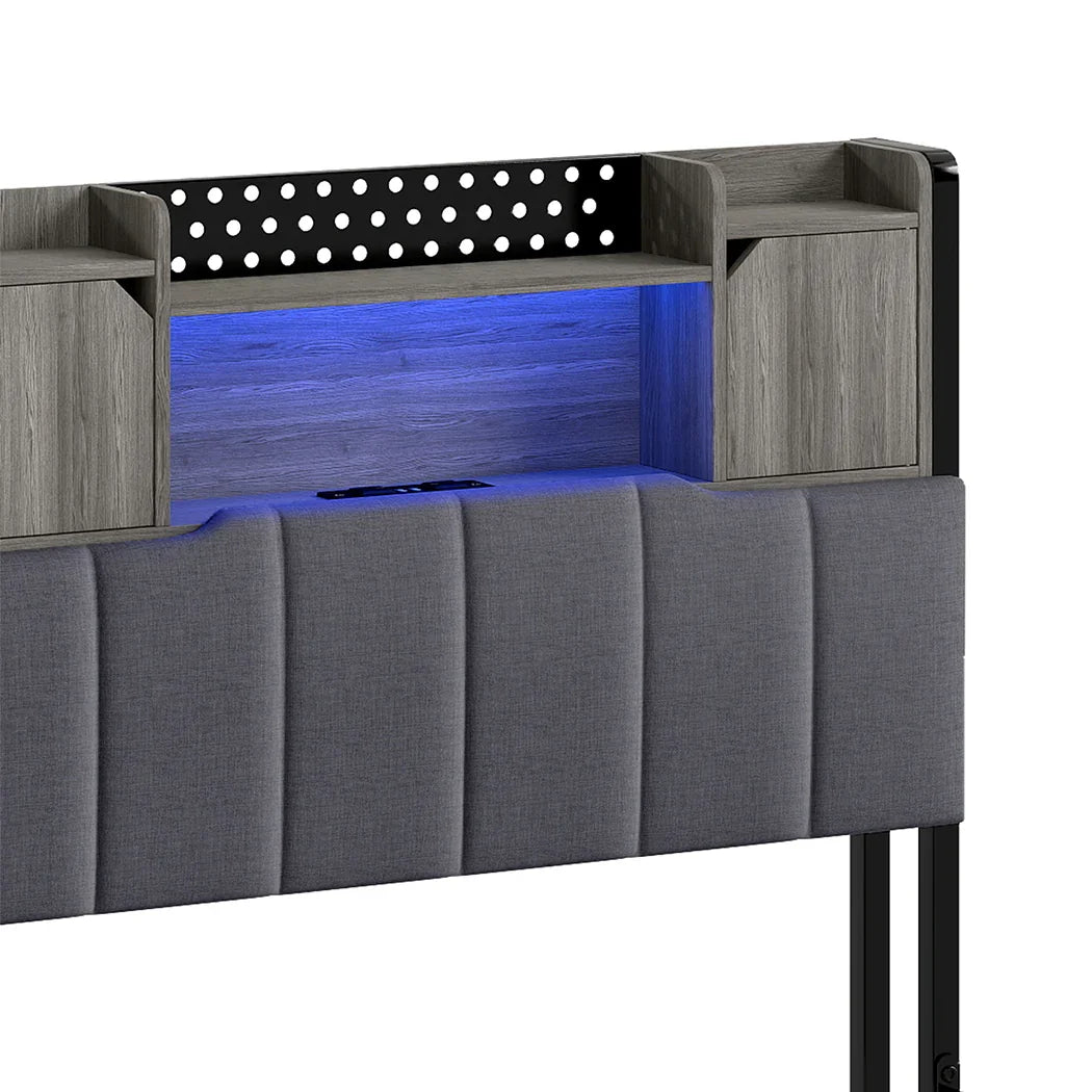 Levede Single Bed Frame with Storage Headboard RGB LED-2050056749460885507