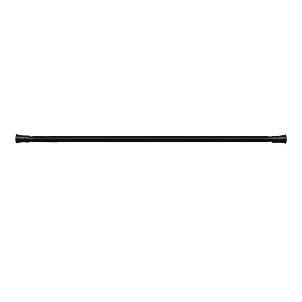 Marlow Black Curtain Rod Steel Quiet Rail Pole Pommel Set Extendable-2018816719925153795