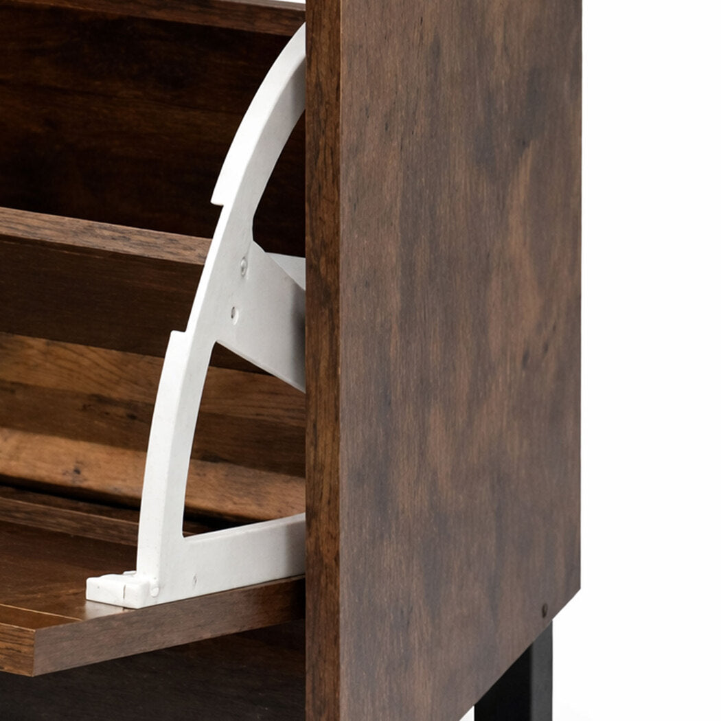 Levede Shoe Cabinet 2 Flip Drawers Storage Organiser Removable Shelf Hallway-2050059010660503555