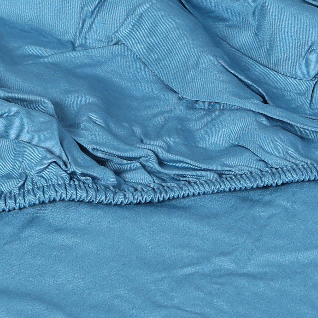 Dreamz 4pcs Double Size 100% Bamboo Bed Sheet Set in Blue Colour-1864183183050936323