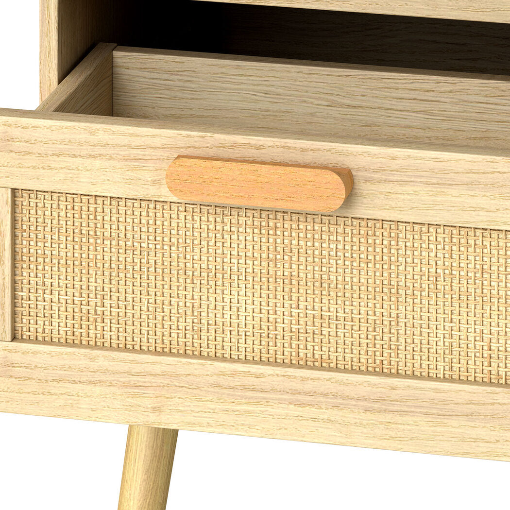 Levede 2x Bedside Tables Set Wooden Side Table Nigntstand Bedroom Rattan Drawers-2027211049656258563