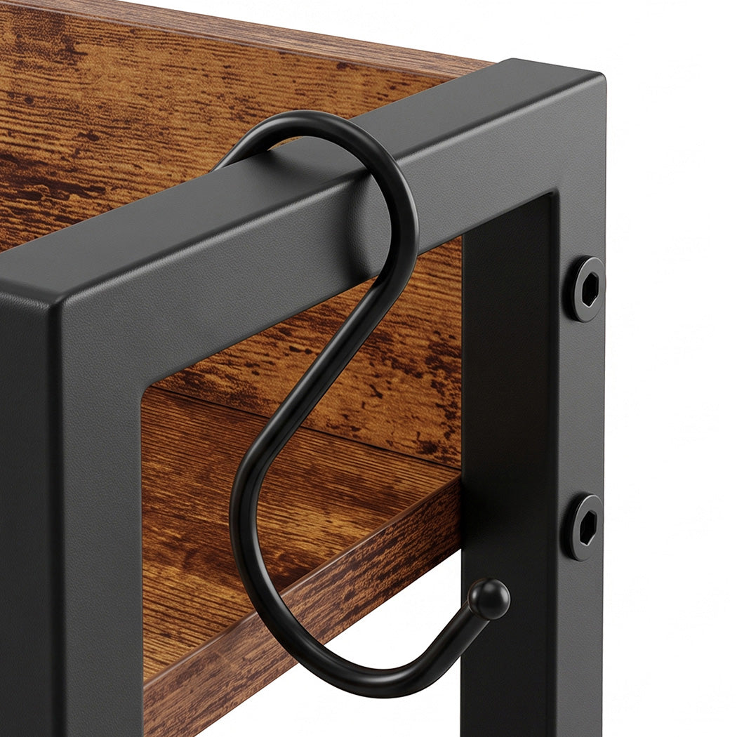 Levede Bedside Table with Charging Station 3 Drawer RGB Light Night Stand Brown-2109799597113806852