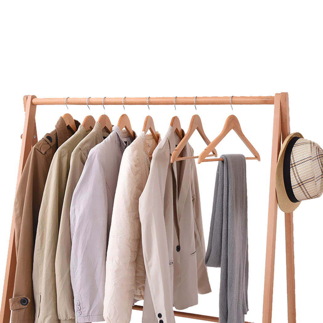 Levede Clothes Rack Wooden Wardrobe Natural-1864183302496325635