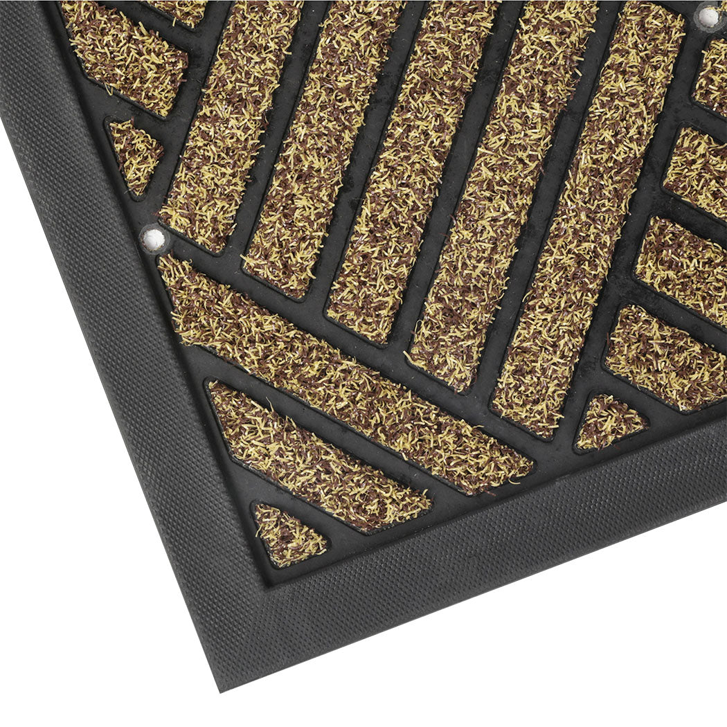 Marlow Front Door Mat 60x90cm Thickened Non Slip Grass Scrape Garden Brown-2109799593305378820