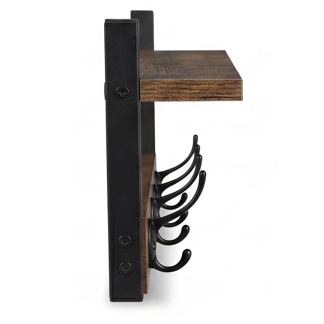 Levede Coat Rack Shelf Wall Mounted Entryway Double Hook Wall Floating Hat Rack-2050059009775505411