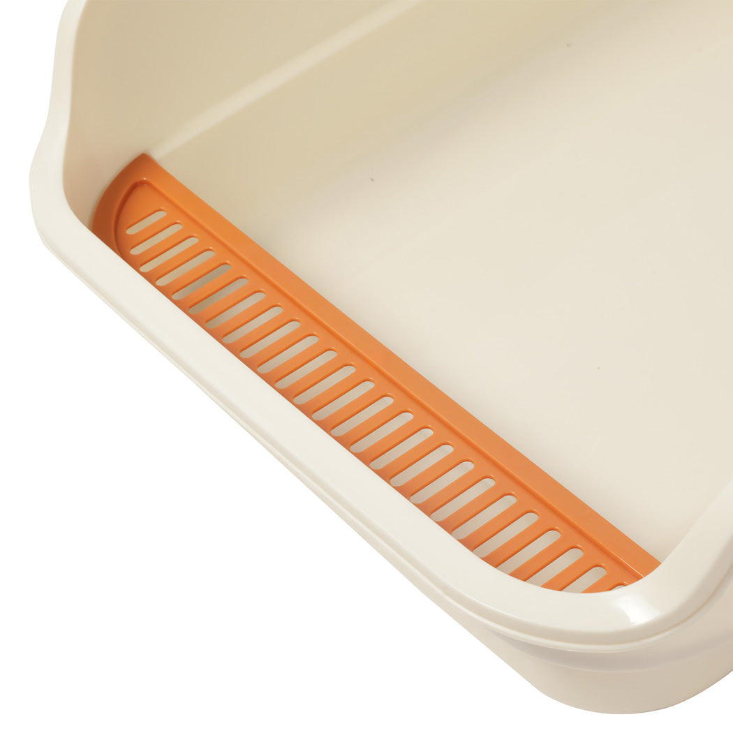 Pawz Large Cat Litter Box High Sided Open Top Cat Litter Tray 60cm Beige-2072893574063722499