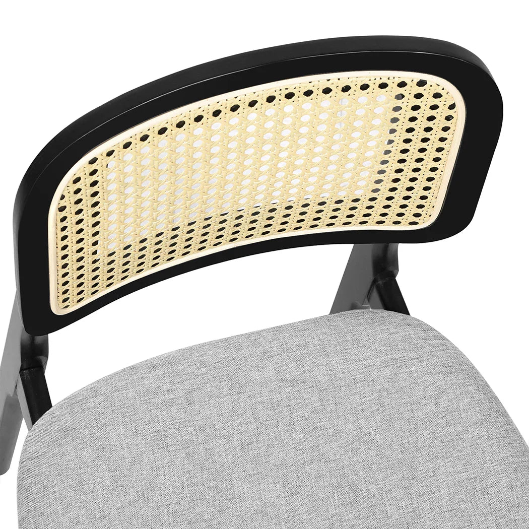 Levede Dining Chair Wood Rattan Armless Black x6-2029387211857858563