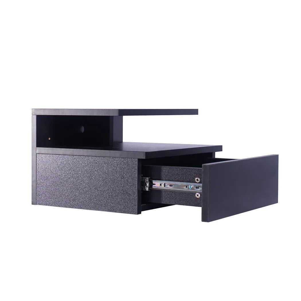 Levede 2x Bedside Tables Side Table Black-2006733164449501187