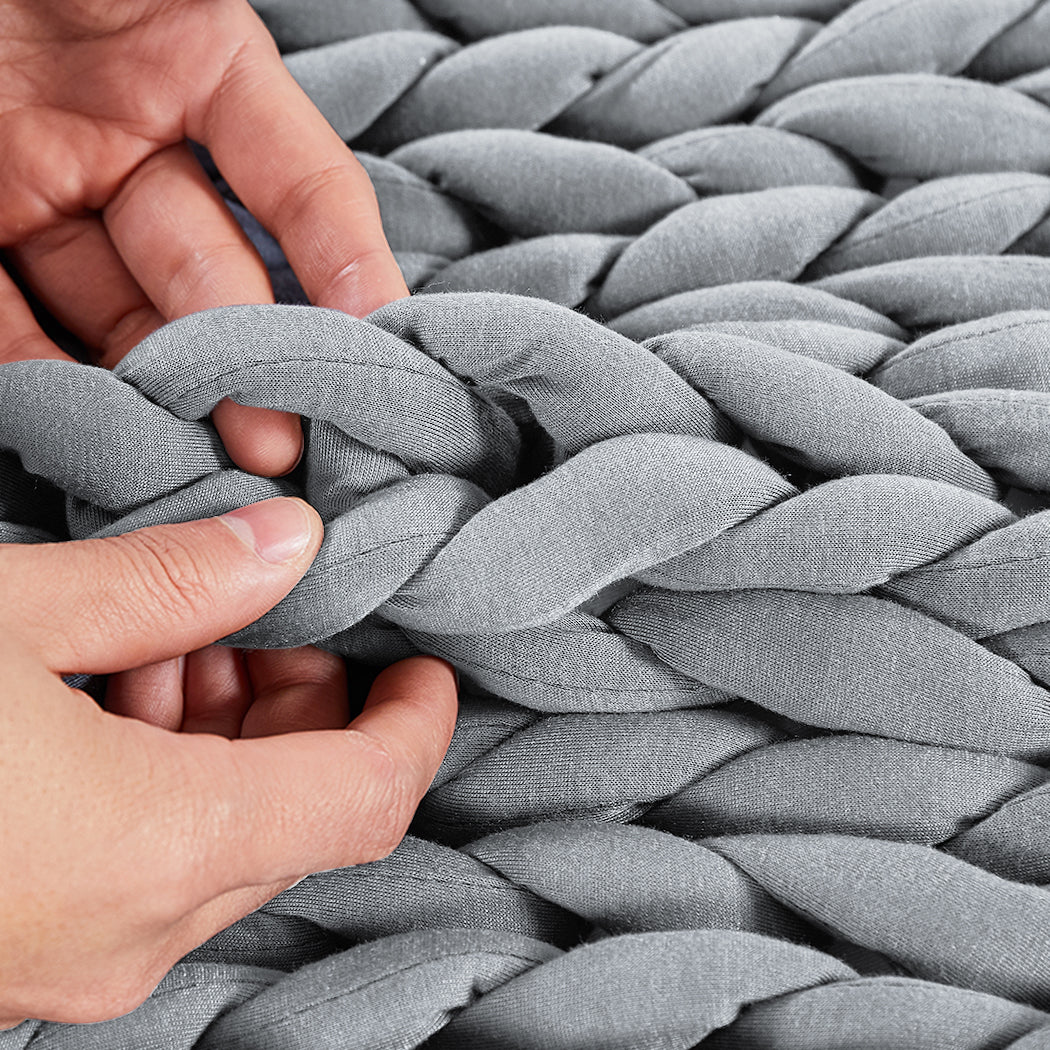 Dreamz Knitted Weighted Blanket Chunky Grey Kids-1864183217049964547