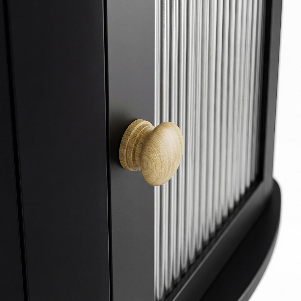 Toque Corner Bread Box 2 Tier Bamboo Bread Bin Kitchen Countertop Storage Black-2072893581982568451