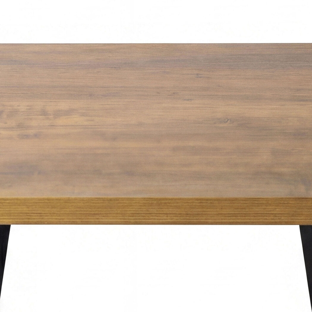 Levede Dining Table 80cm Square Dining Table 4 Seater Wood Top Black Metal-2100034939377553411