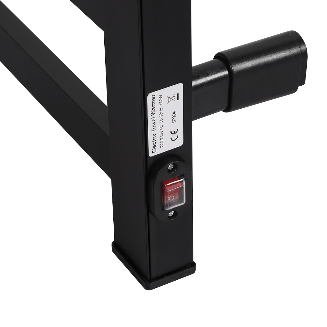 Heated Towel Rail Warmer Rack Wall Mounted Black-2006733186985496579