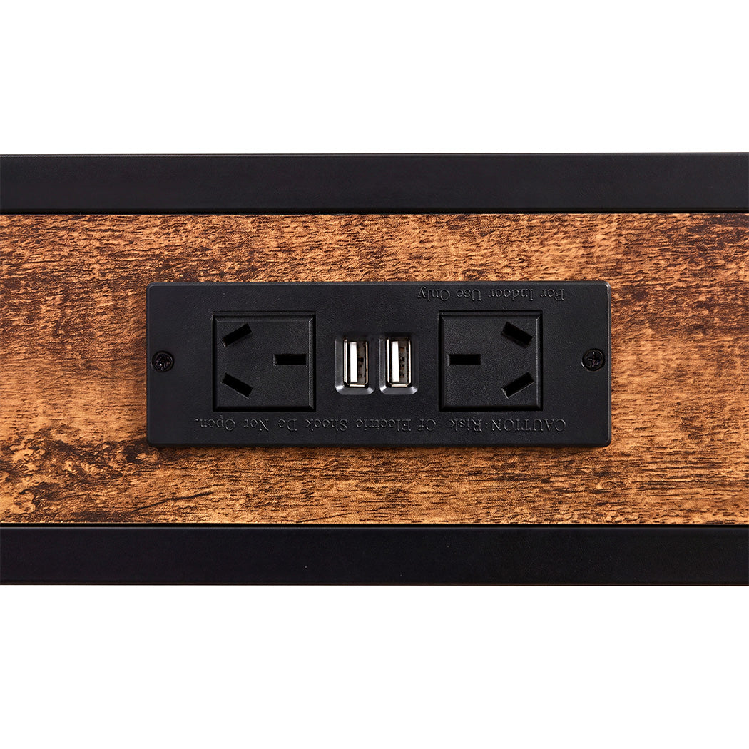 Levede Single Bed Frame LED Lights USB Charging Storage Headboard Metal Platform-2072893552618246147