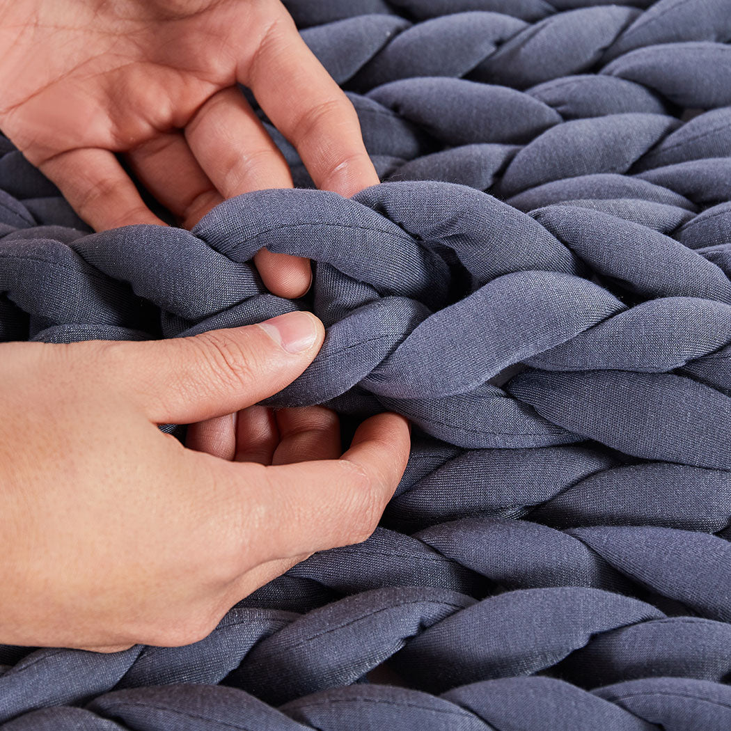 Dreamz Knitted Weighted Blanket Chunky Dark Grey Double 7KG-1864183216609562627