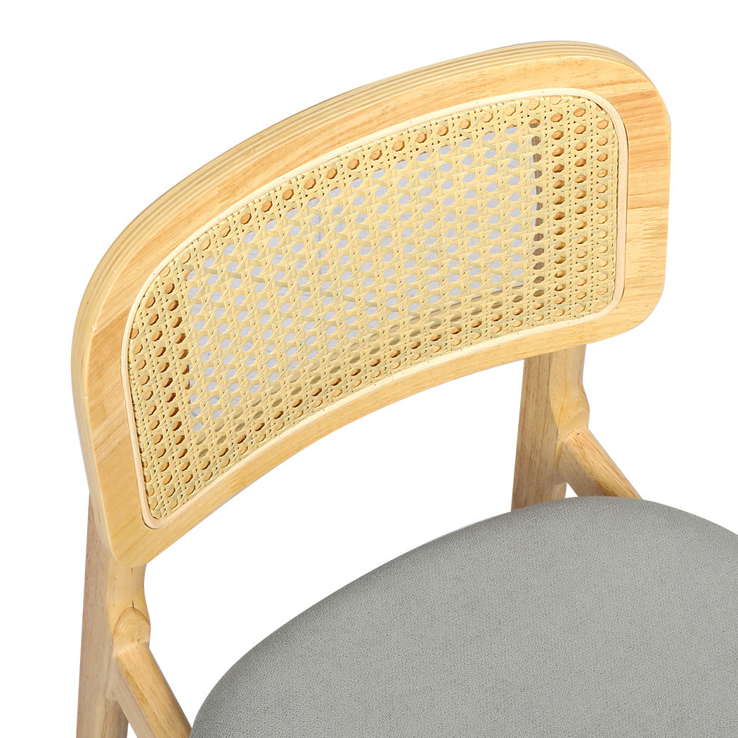 Levede 2x Dining Chair Wood Rattan Armless Natural-1894516800792694787