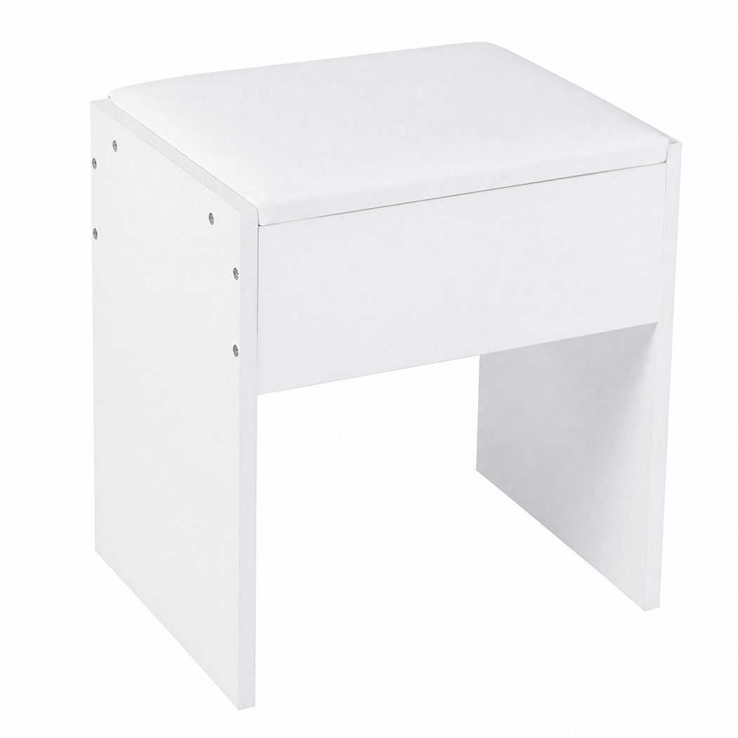 Levede Dressing Table Makeup Vanity with Lights Glass Desktop 7 Drawers White-2109799601329082372