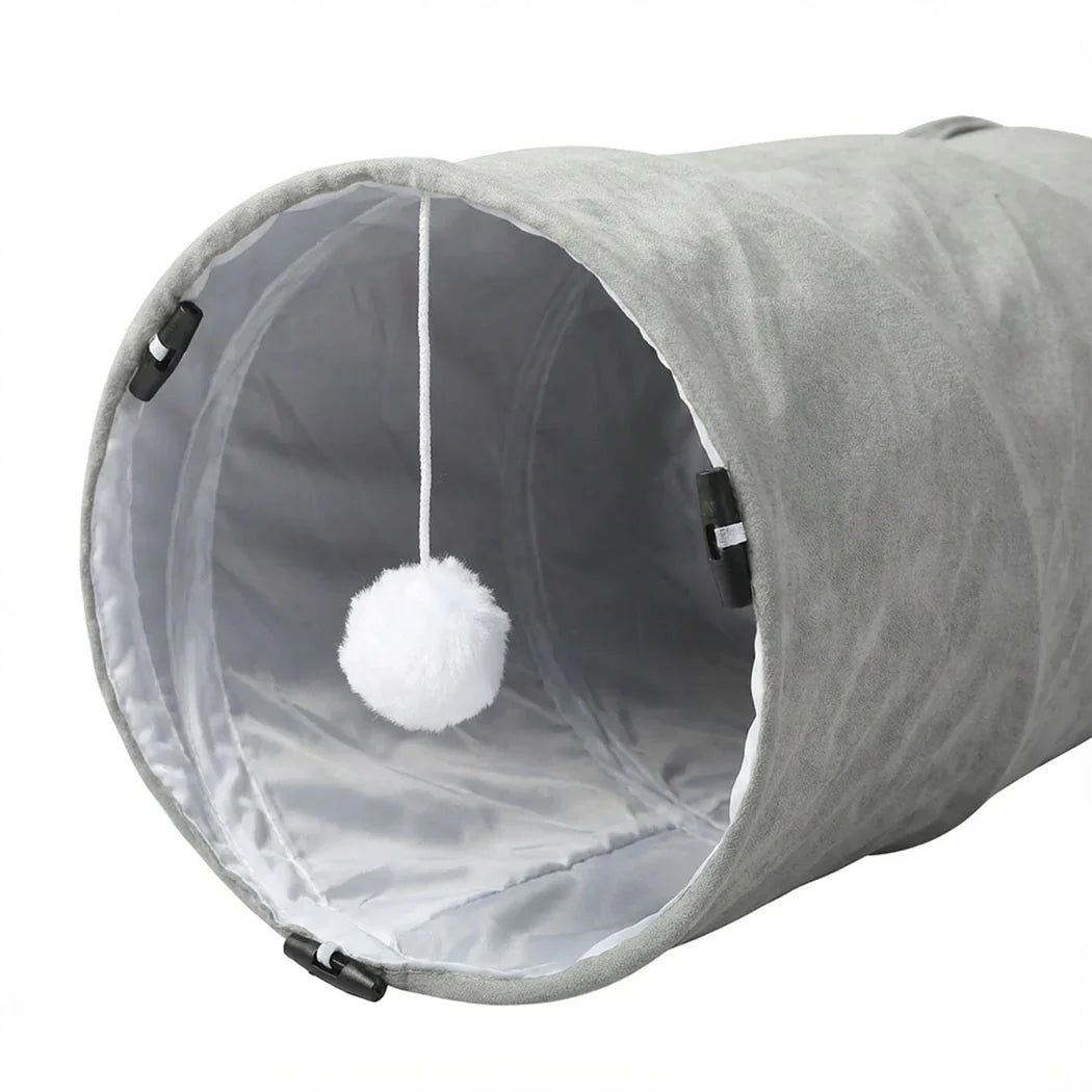 Pawz 3 Way Cat Tunnel Toy Interactive Foldable Tube Indoor Pet 2 Haning Balls-2050056765285994499