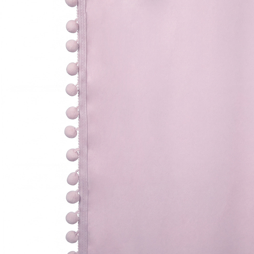 Marlow Blackout Curtains Pink 2 Panels Thermal Insulated Pom Pom 132cm x 213cm-2072893564165165059