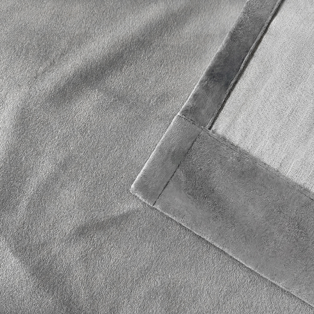 Marlow Blackout Curtains 2 Panels Velvet Room Darkening Eyelet Curtains Grey-2072893567990370307