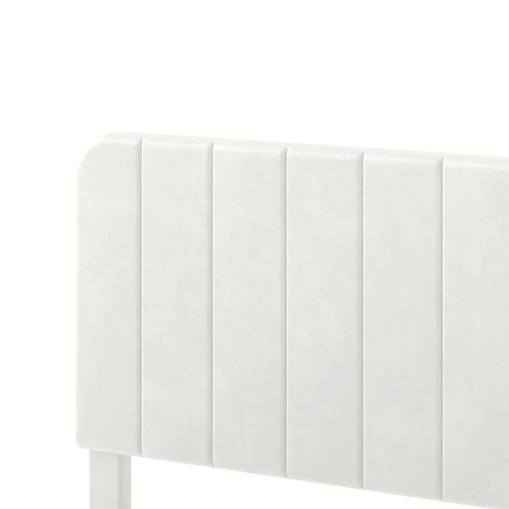 Levede Double Bed Frame Upholstered Adjustable Headboard Bed Platform White-2050056771384512515