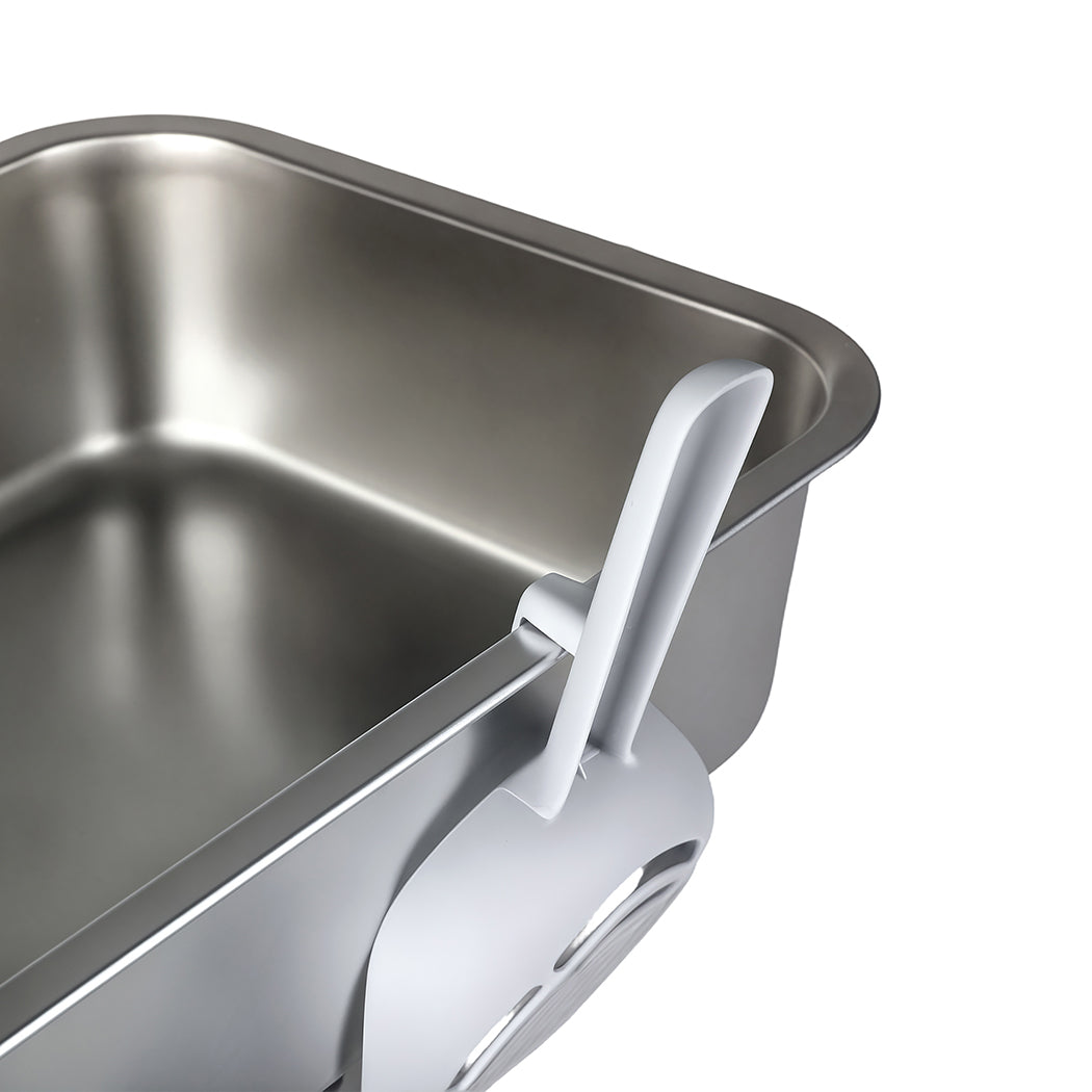 Pawz Stainless Steel Cats Litter Box 10cm Height Small Animals Easy Entry Clean-2065254295179235331