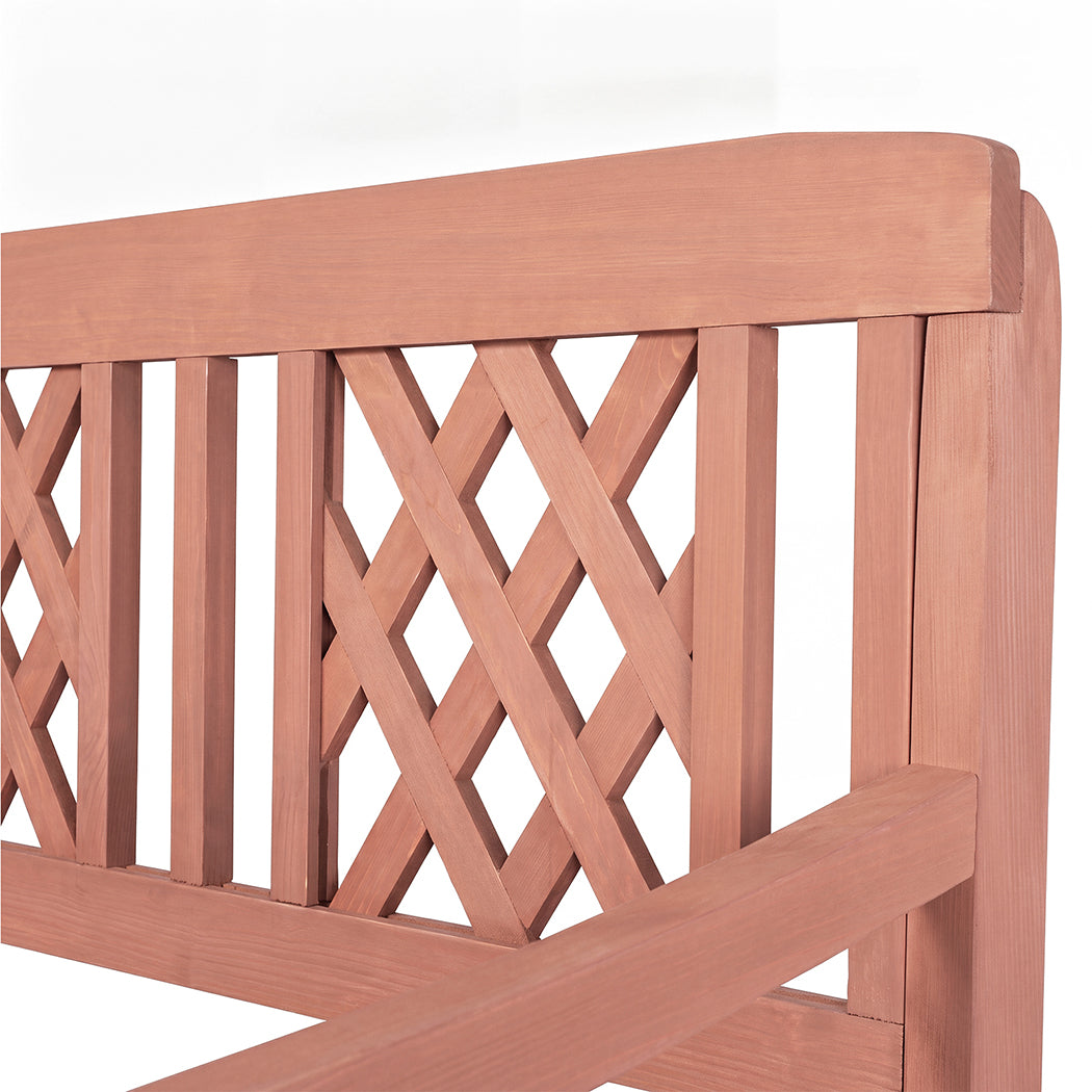 Levede 3 Seater Garden Bench Eucalyptus Wood Outdoor Patio Backrest Red Brown-2100034983359025155