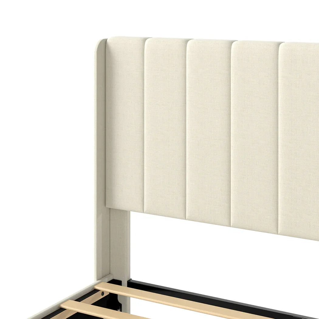 Levede Metal Wooden Bed Frame Queen Panel Plush Upholstered Mattress Platform-2050056770650509315