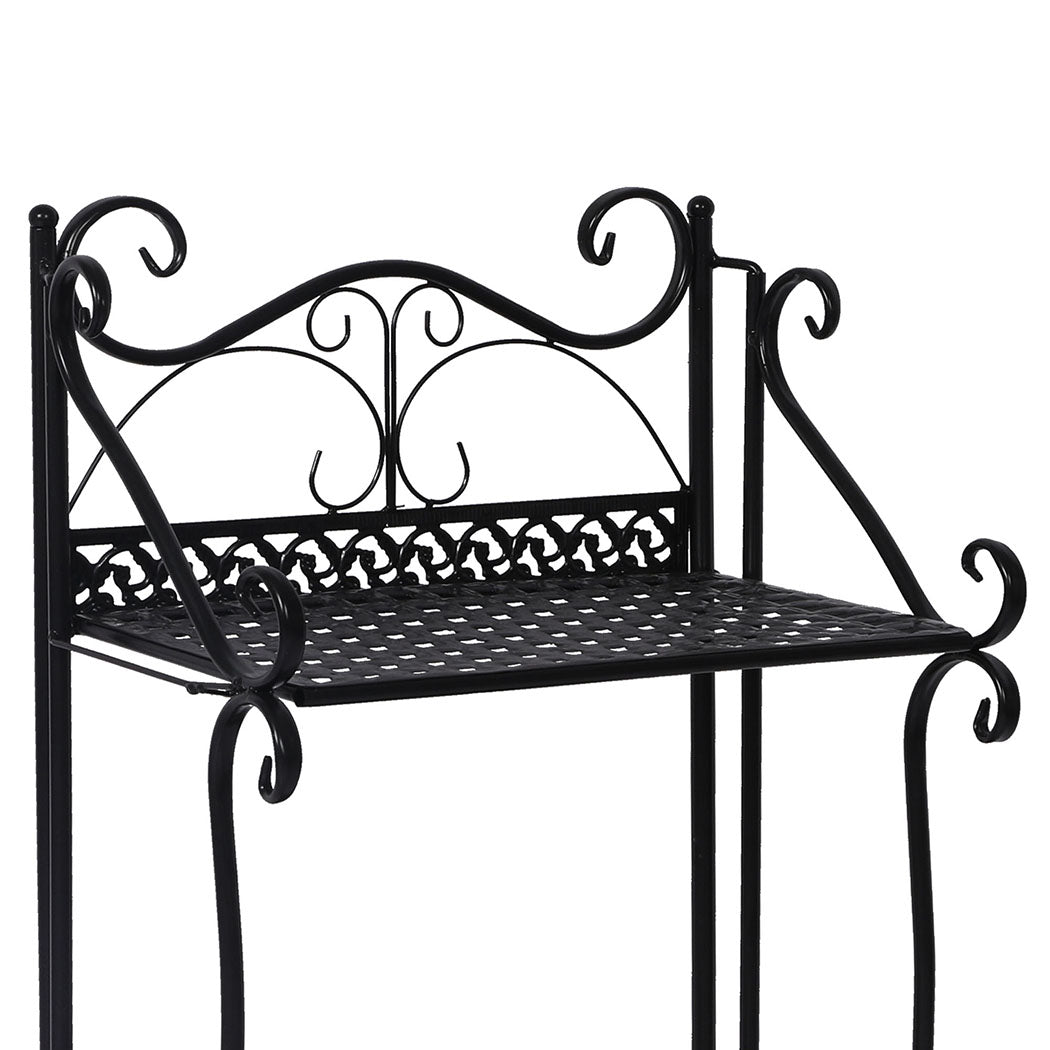 Levede Plant Stand 3 Tiers Outdoor Indoor Black-2065254382647250947
