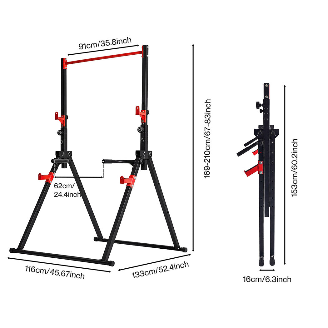 Centra Foldable Power Tower Pull Up Dip Station Adjustable Height Home Gym 220kg-2072893534834397187