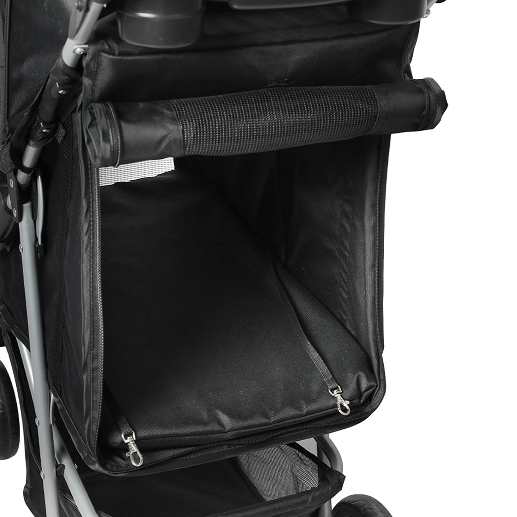 PaWz 4 Wheels Pet Stroller Dog Cat Cage Black-2065254344764297219