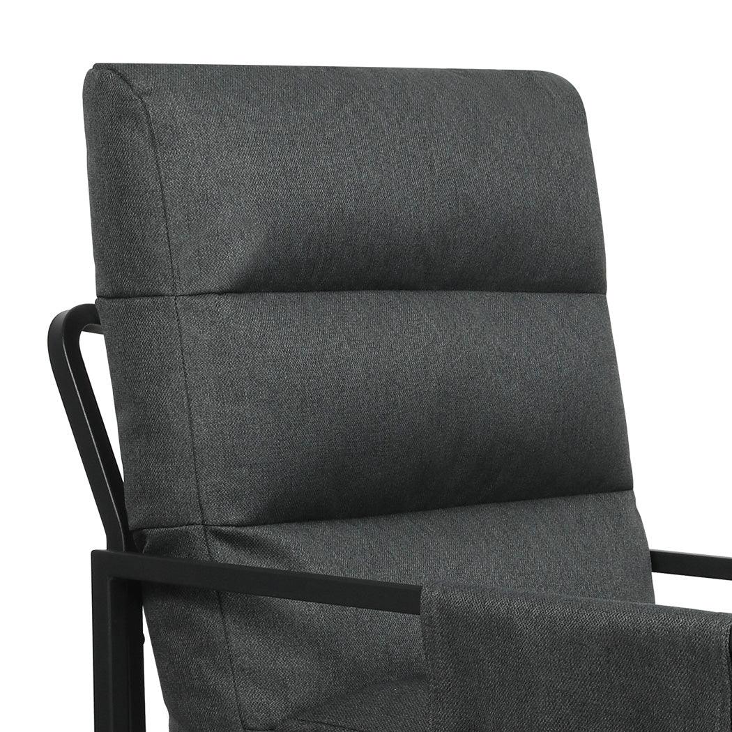 Levede Metal Framed Lounge Chair Linen in Dark Grey-2029387206182965251
