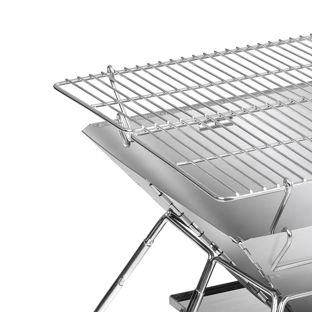 Levede Portable Folding BBQ Charcoal Grill Silver-2006732907665821699