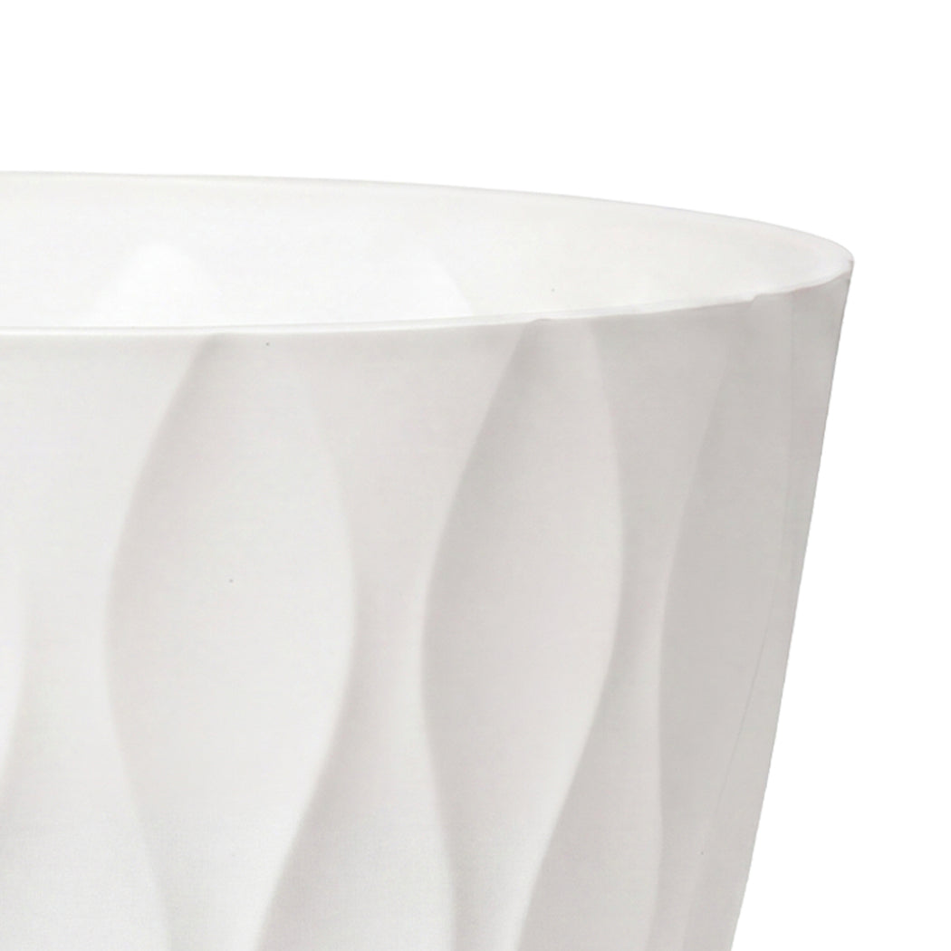 Toque Plant Pots 5 Pcs 8 Inchs Plastic Planter Pots with Drainage Saucers White-2072893580992712707